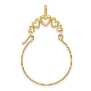 Million Charms 14k Yellow Gold Polished 5-Heart Charm Holder Pendant